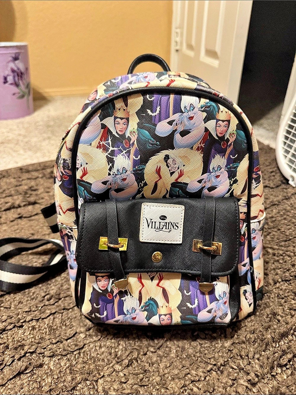 Disney Villains All-Over Print Mini Backpack Black & White